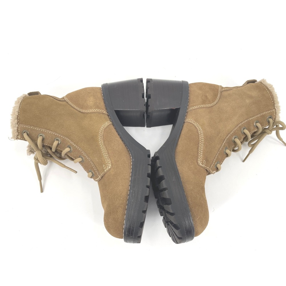Skechers Boots Womens 8 Tan Suede Jammers Vintage Y2K Chunky Heel Lug Sole 90's - Picture 9 of 12